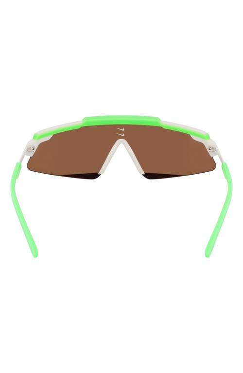 Nike Marquee M 66mm Oversize Shield Sunglasses In Green Strike/bronze Mirror
