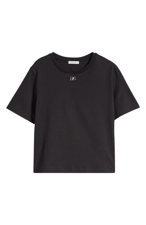 Dolce & Gabbana Kids' Logo Hardware Cotton T-Shirt in Black/Logo Plaque at Nordstrom, Size 4T