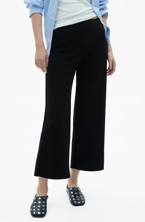 Shop Mango Flowy Wide Leg Crop Pants In Black