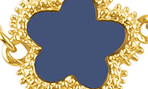 Jardin Enamel Clover Station Long Necklace In Navy/gold