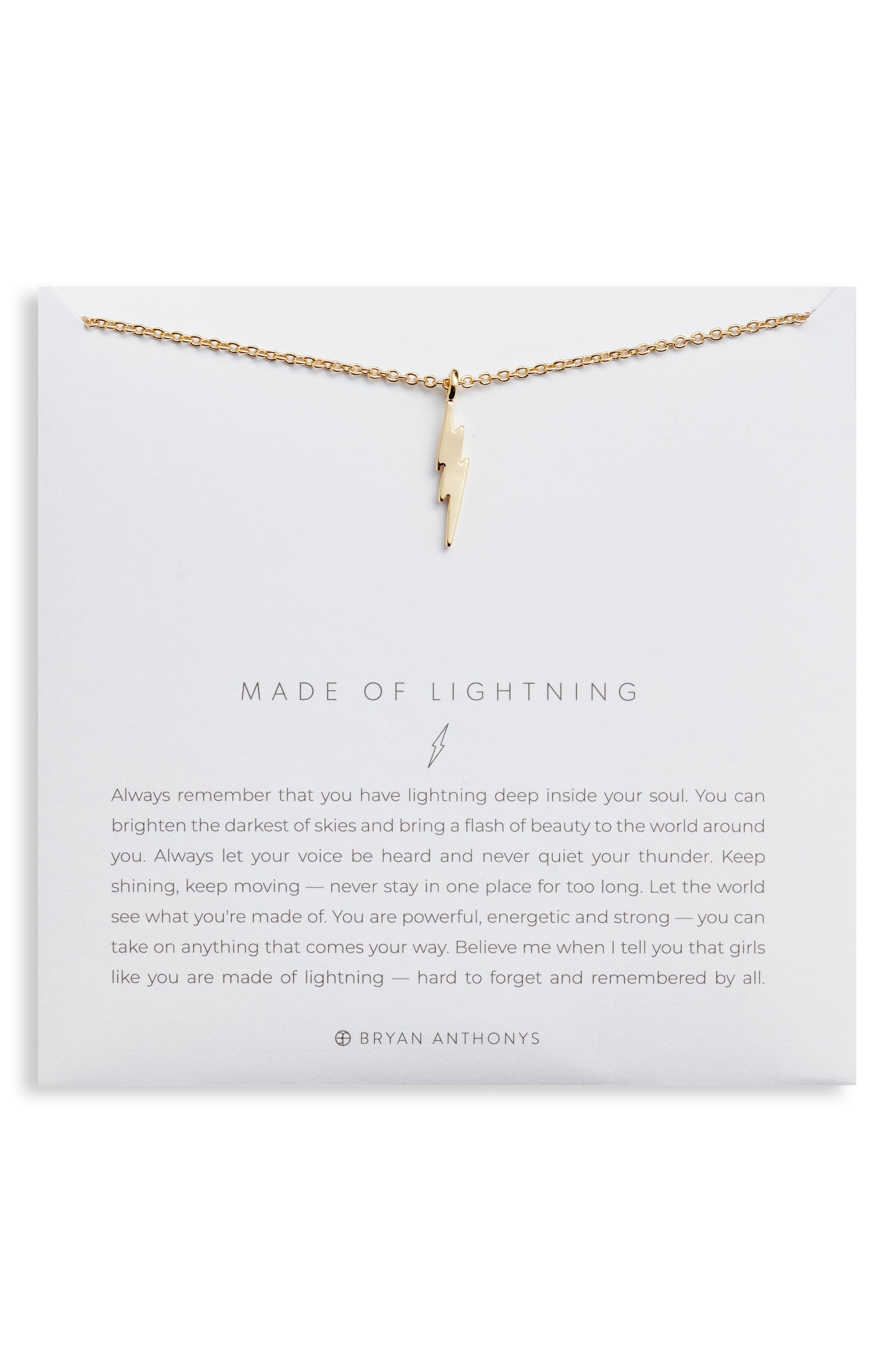 Bryan Anthonys Made of Lightning Pendant Necklace in Gold