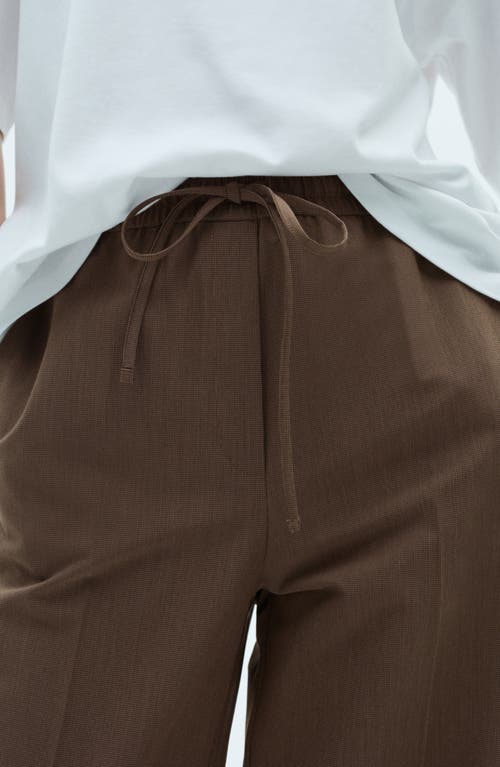 Mango Elasticized Tie Waist Relaxed Pants In Brown In Brown