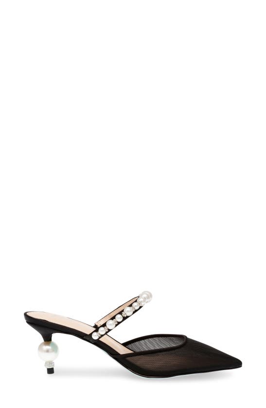 Shop Betsey Johnson Evey Imitation Pearl Pointed Toe Mule In Black