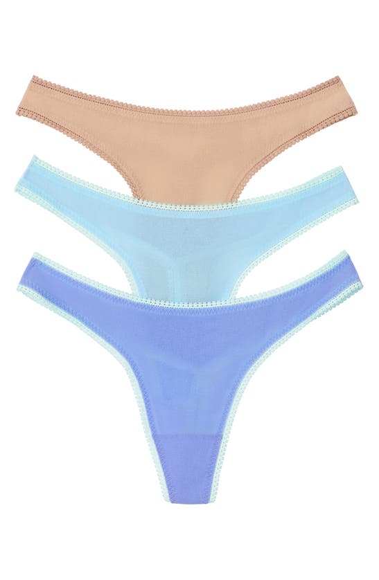 On Gossamer Hip G Thongs, Set Of 3 In Rich/cerulean/champagne