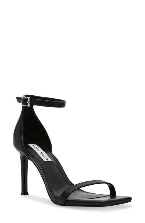 Piked Ankle Strap Sandal in Black Leather