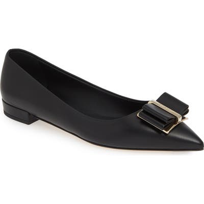 Salvatore Ferragamo Zeri Pointy Toe Flat, Black