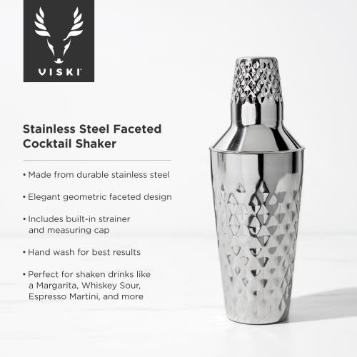 Viski Irving Faceted Cocktail Shaker In Silver