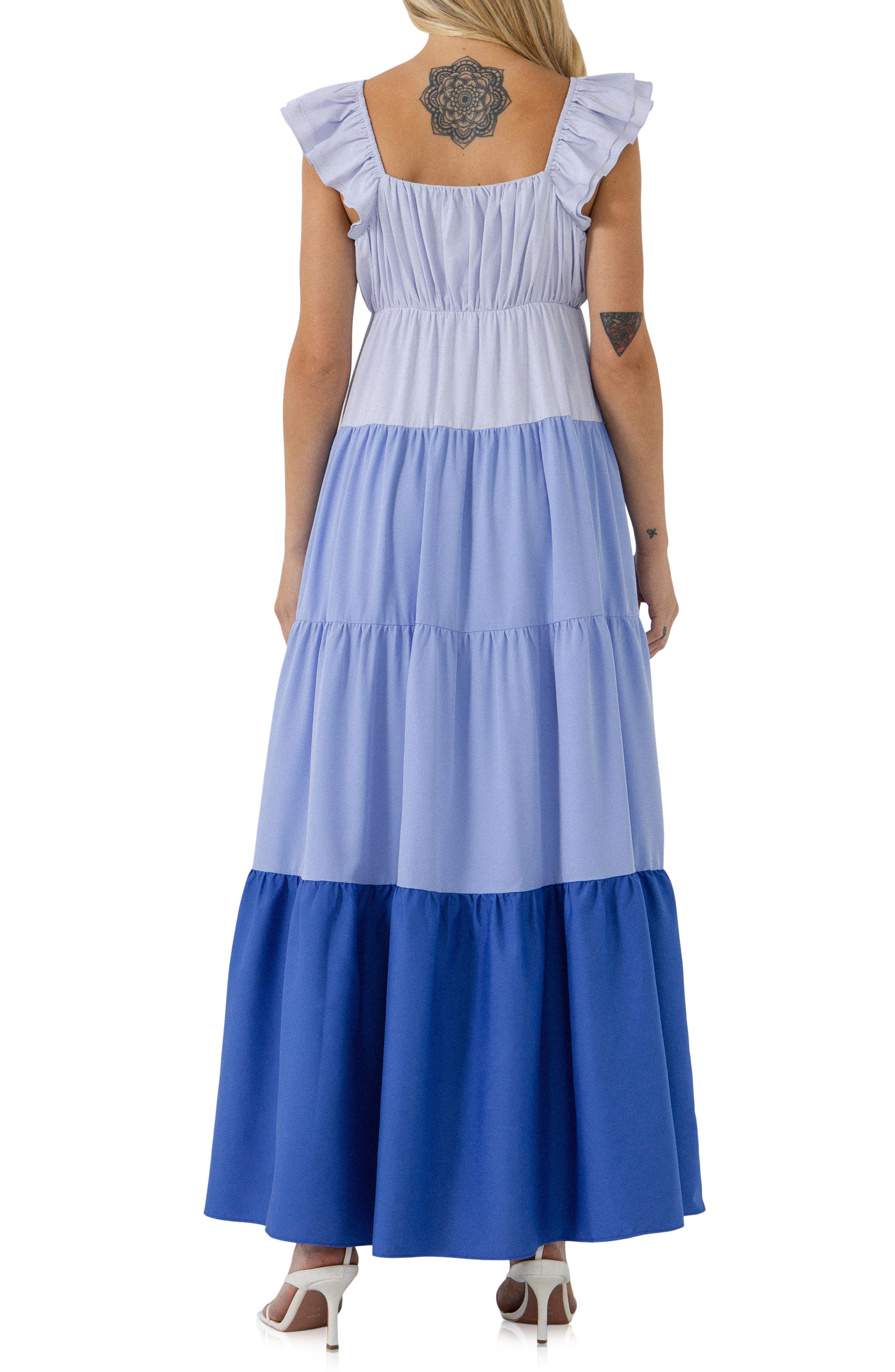 English Factory Colorblock Tiered Maxi 
