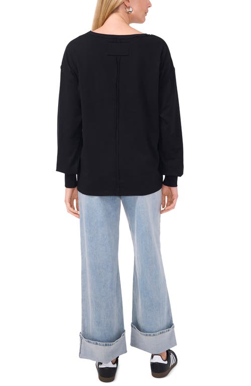 1.state Oversize Pocket Fleece Pullover In Rich Black