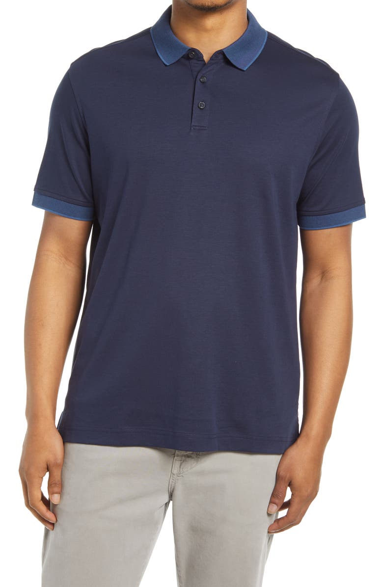 NORDSTROM Short Sleeve Tipped Polo, Main, color, NAVY BLAZER