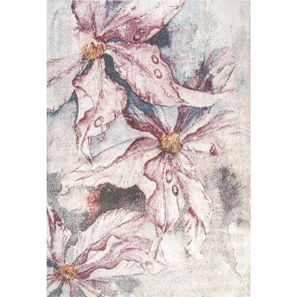 Jonathan Y Giglio Modern Botanical Flower Area Rug In Pink/gray