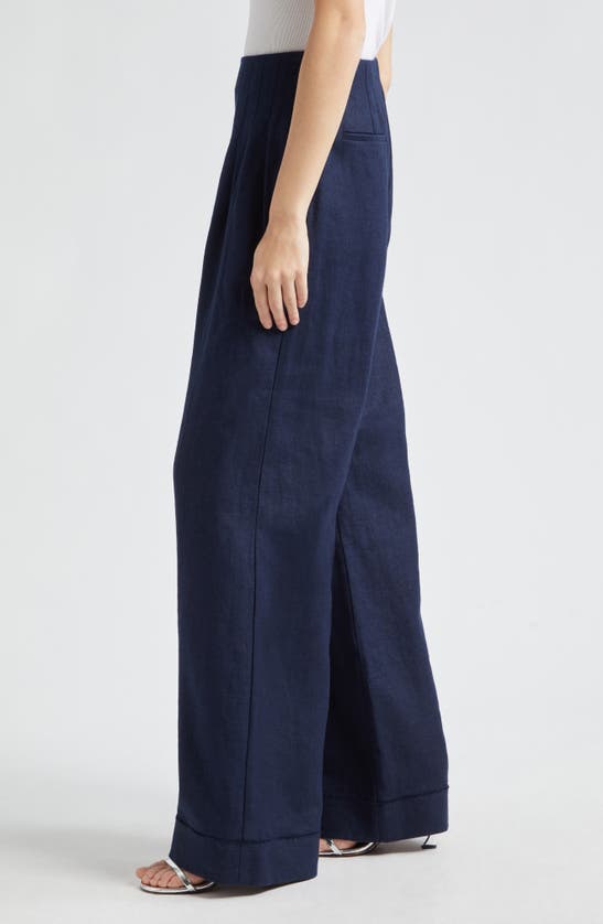 Shop Ramy Brook Dalia Pleated Wide Leg Pants In Spring Navy