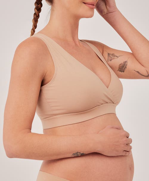 Pact Organic Maternity Nursing Bralette In Champagne