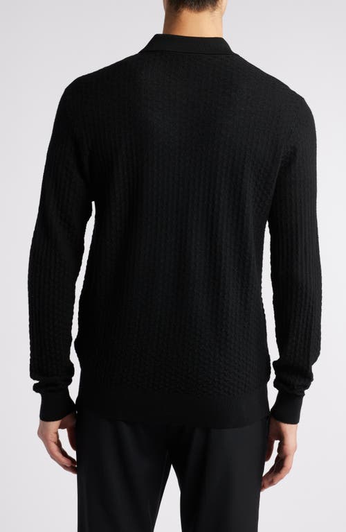 EMPORIO ARMANI EMPORIO ARMANI TEXTURED WOOL QUARTER ZIP SWEATER 