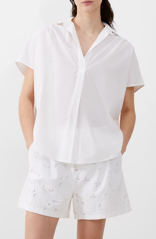 French Connection Cele Eyelet Back Shirt In Linen Whit