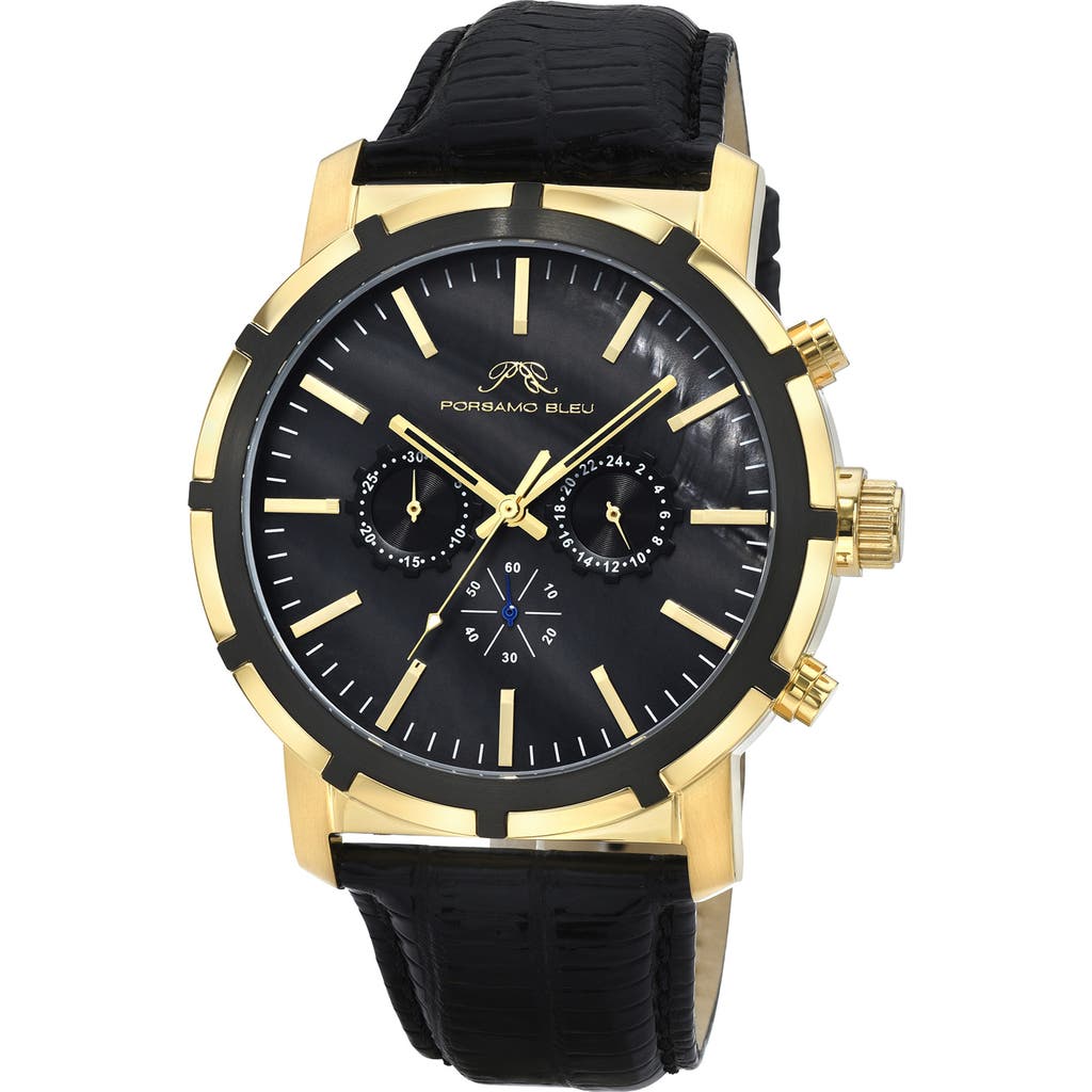 PORSAMO BLEU PORSAMO BLEU NYC CHRONOGRAPH LEATHER STRAP WATCH, 38MM