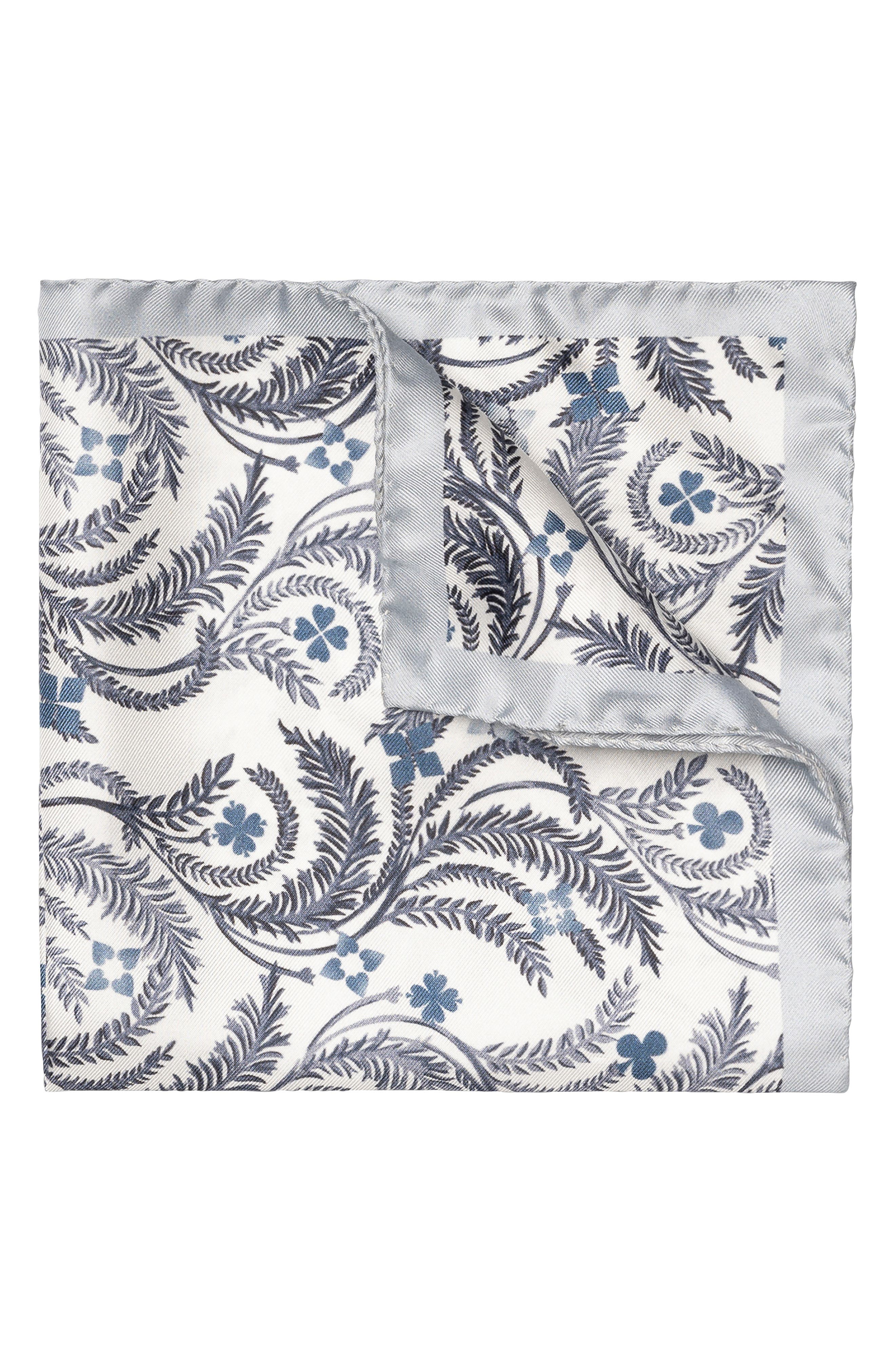 Eton Floral Silk Pocket Square in Lt/Pastel Blue 