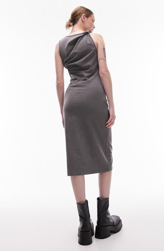 Shop Topshop Side Cutout Sleeveless T-shirt Dress In Grey