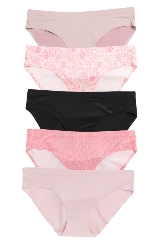 Secret Lace Ultra Luxe 5-pack Lace Briefs In Pink/ Black/ Floral Pink