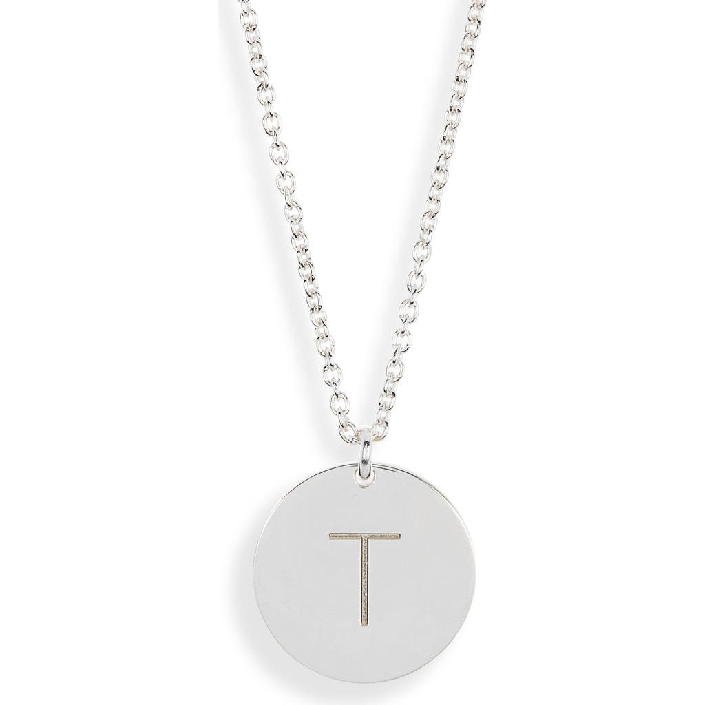 Meshmerise Initial Disc Pendant Necklace In White-t