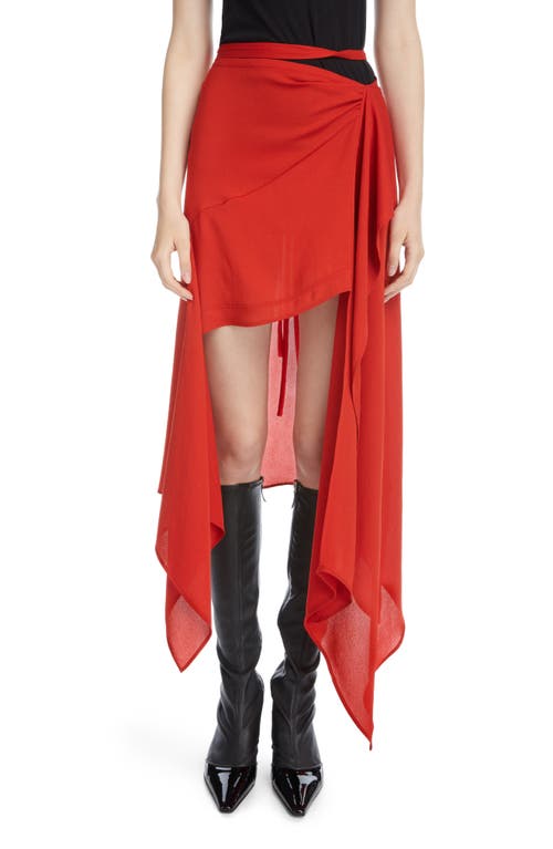Acne Studios Icaro Asymmetric Crepe Midi Skirt in Red