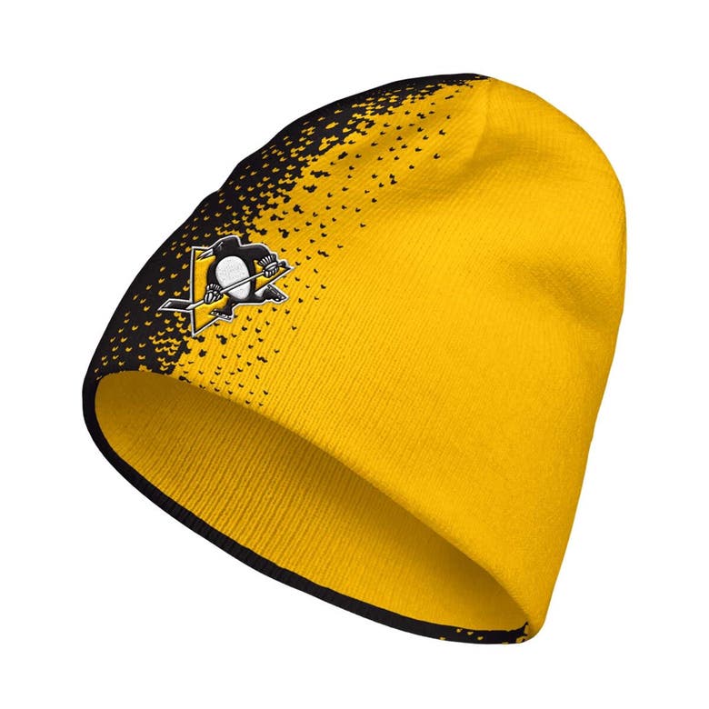 Shop Adidas Originals Adidas Black/gold Pittsburgh Penguins Split Knit Hat