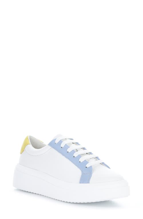 Bos. & Co. Fuzi Platform Trainer In White/sky/yellow Leather