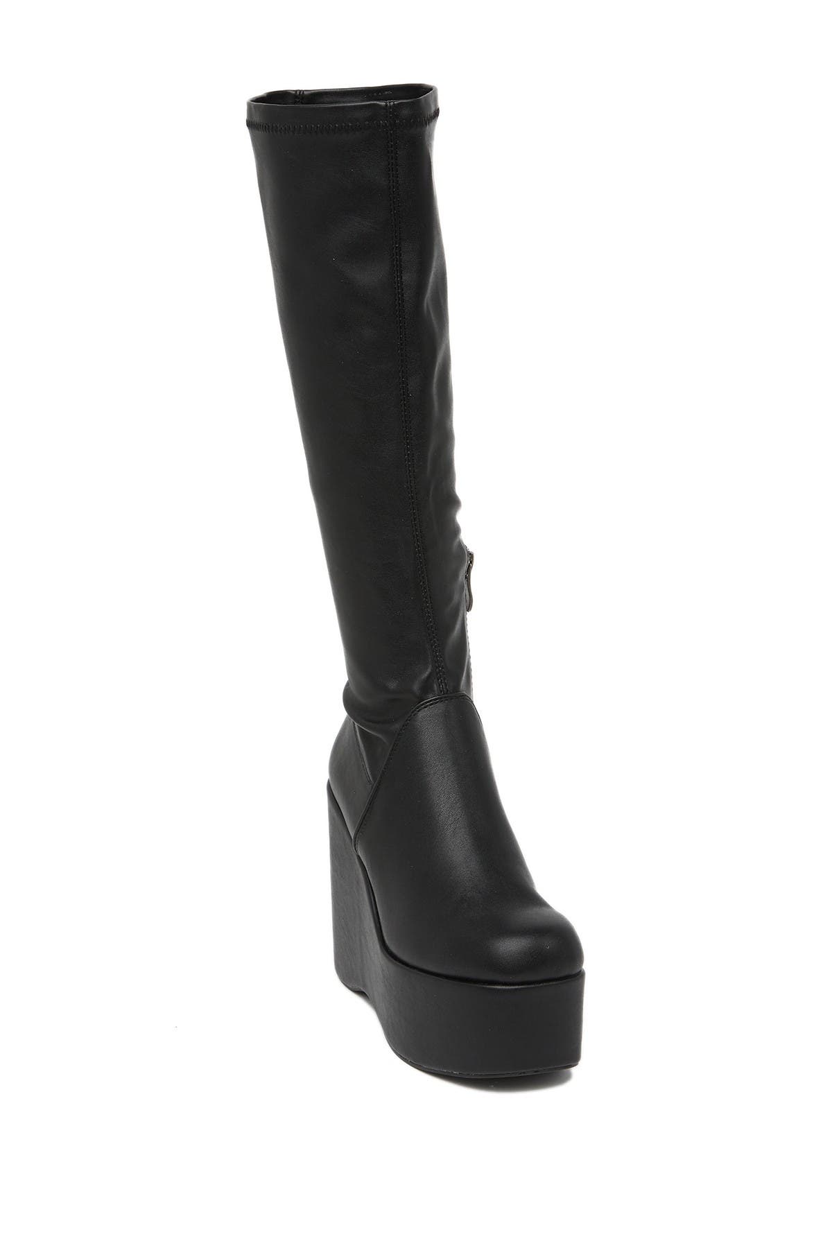 black platform tall boots