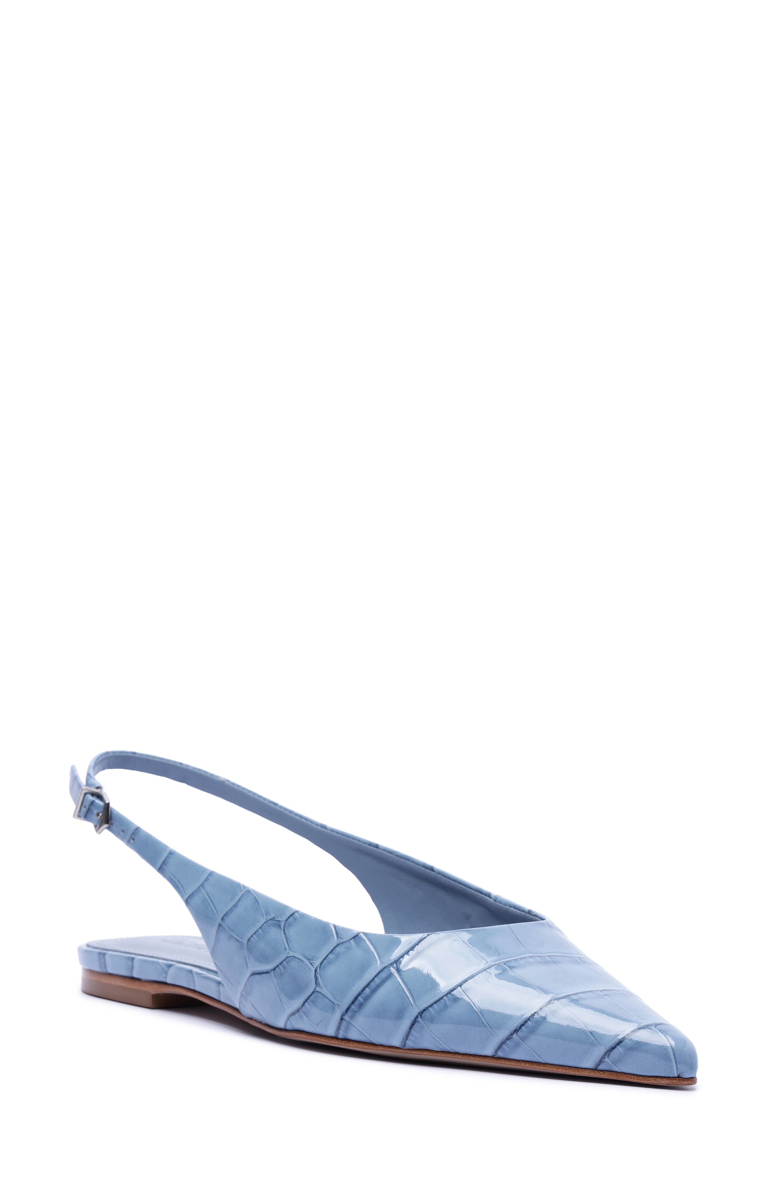 Schutz Paola Slingback Pointed Toe Ballet Flat in Riviera Blue 