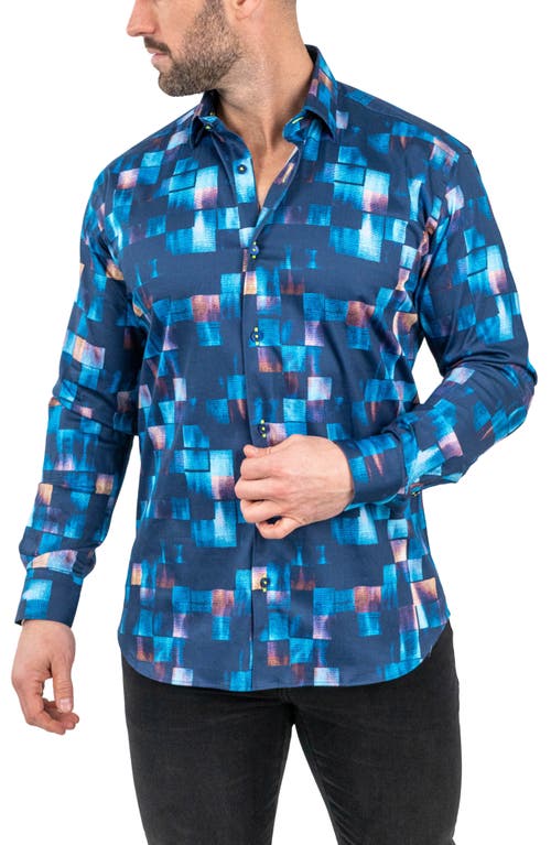 Maceoo Fibonacci Sensored Contemporary Fit Button-up Shirt In Blue
