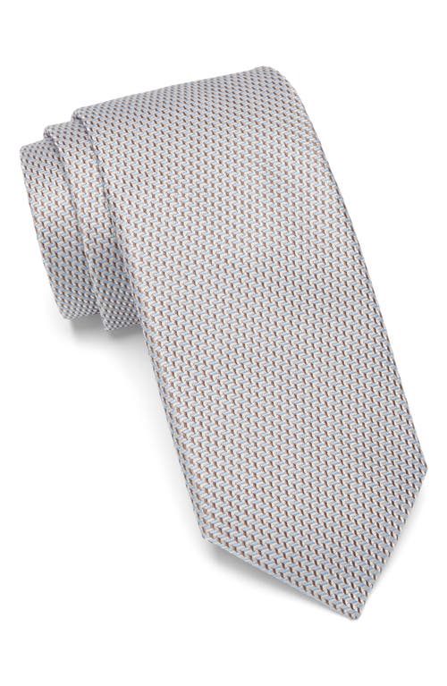 Caldwell Mini Geometric Pattern Silk Tie in Taupe