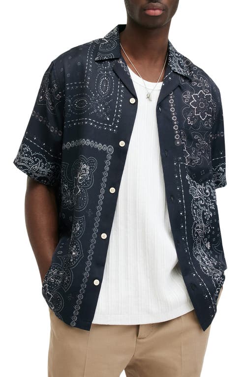 Shop Allsaints Jalisco Bandana Print Camp Shirt In Black