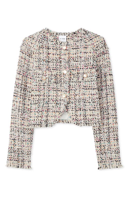 St John Multicolor Eyelash Tweed Jacket In Ecru Multi