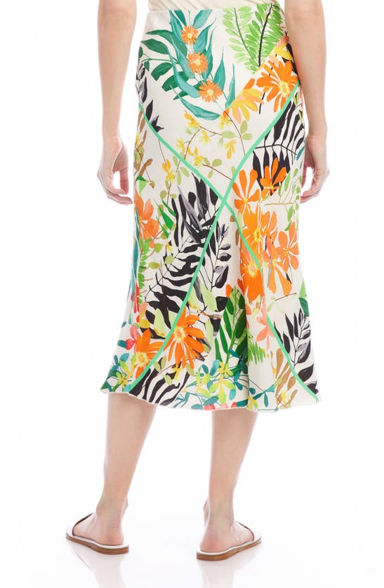 Shop Karen Kane Floral Print Bias Cut Midi Skirt In Ivory Print