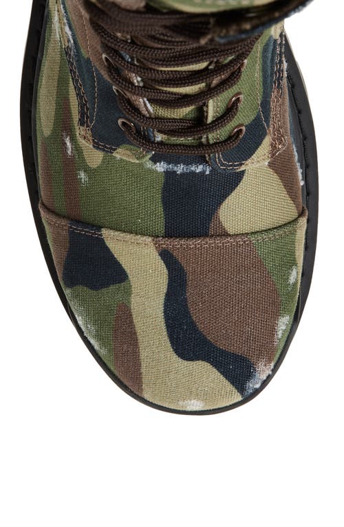 Shop Balenciaga Strike Camo Canvas Combat Boot In Dark Camo