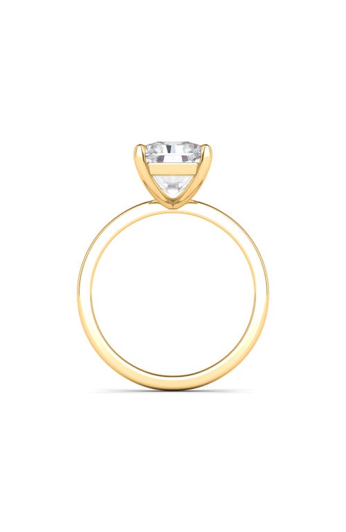 Hautecarat Radiant Cut Lab Created Diamond Ring In 3.00 Ctw 18k Yellow Gold