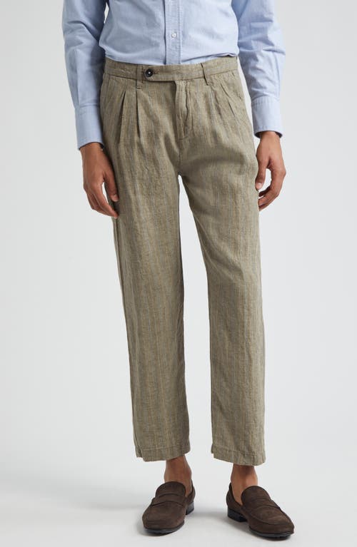 Stripe Pleat Front Linen Pants in R707 Spago