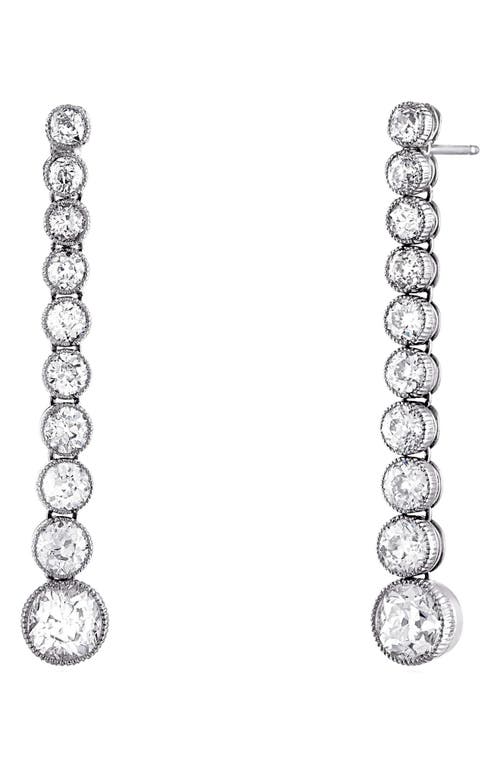 Milgrain Bezel Diamond Linear Drop Earrings in Platinum