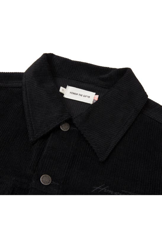 Shop Honor The Gift Short Sleeve Cotton Corduroy Shirt Jacket In Black