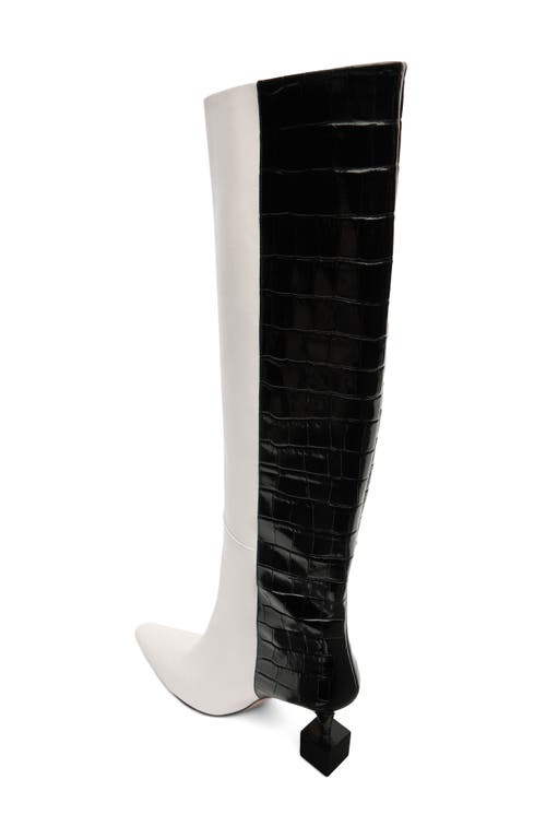 Shop Jacquemus Les Bottes Bisou Mismatched Knee High Boot In Black/white