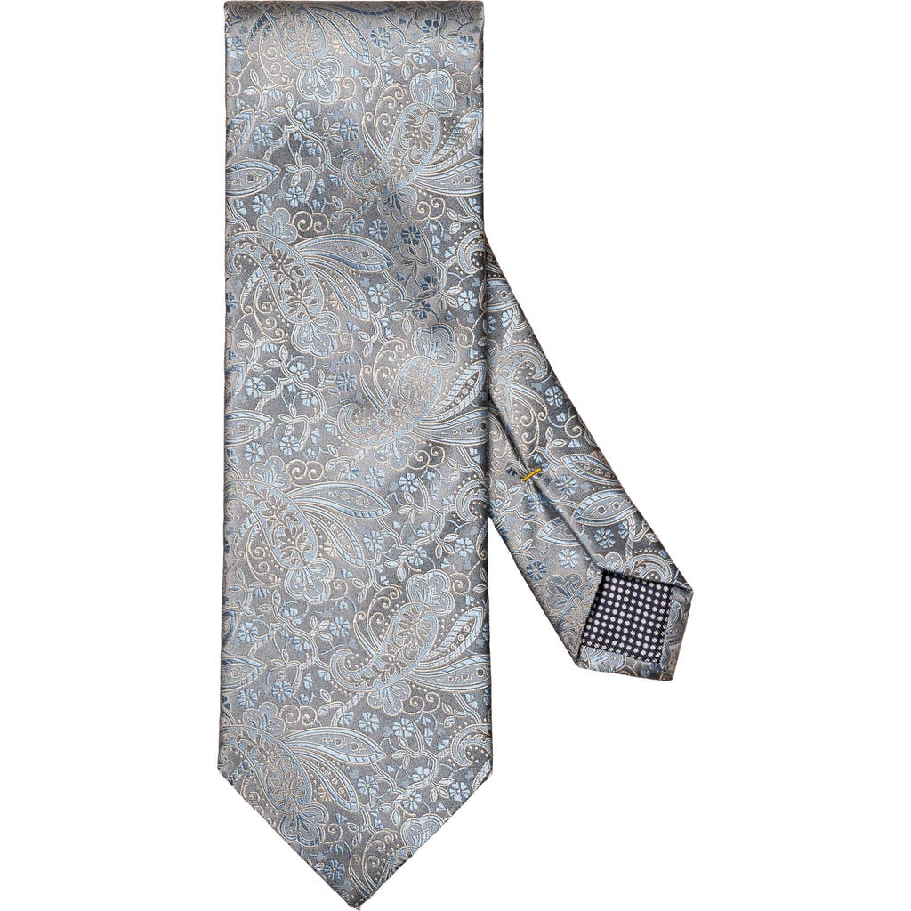 Eton Paisley Floral Silk Tie In Grey