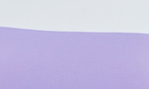 Nina Leonard Ity Stripe Cold Shoulder Dress In Lavender/ivory