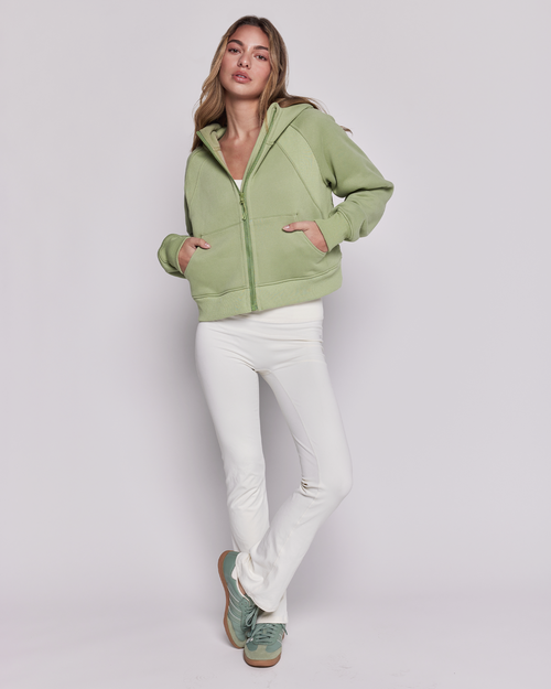 Shop Rebody Active Effortless Fleece Full Zip Hoodie In Matcha