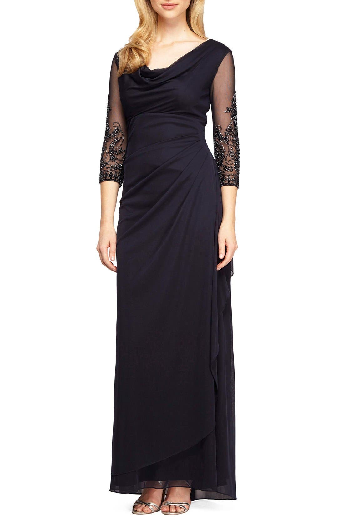 Alex Evenings Beaded Mesh & Jersey Gown Nordstrom