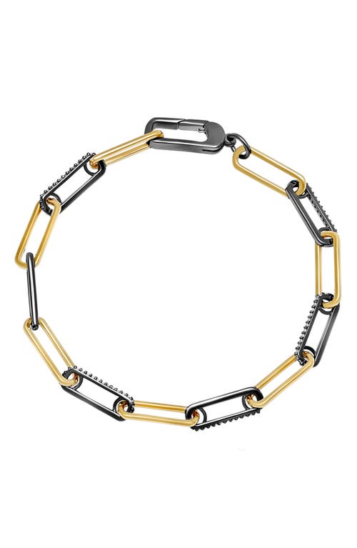 Crislu Two-Tone Cubic Zirconia Paperclip Chain Bracelet in Gold & Black Rhodium at Nordstrom