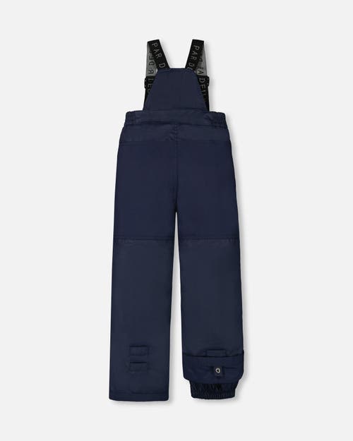 Shop Deux Par Deux Boy's Two Piece Snowsuit Watercolor Pine Print And Solid Navy Pant In Dress Blue