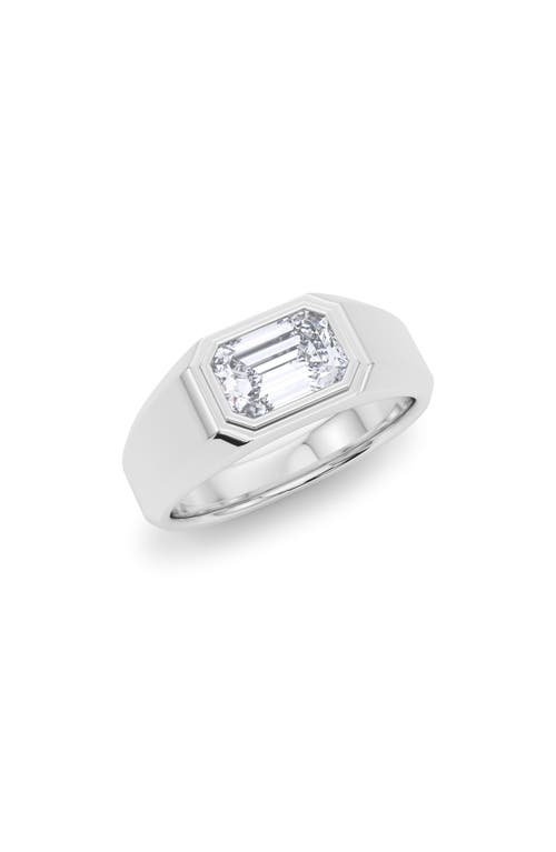 Hautecarat Emerald Cut Lab Created Diamond Signet Ring In 2.50 Ctw 18k White Gold
