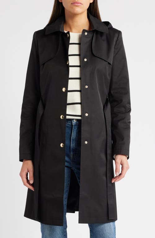 Via Spiga Water Resistant Cotton Blend Coat With Removable Hood In Black