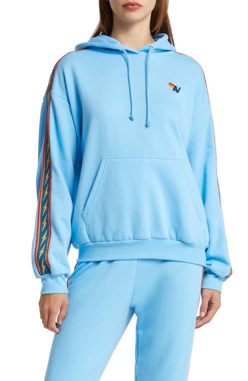 Aviator Nation Bolt Stripe Relaxed Fit Hoodie in Sky