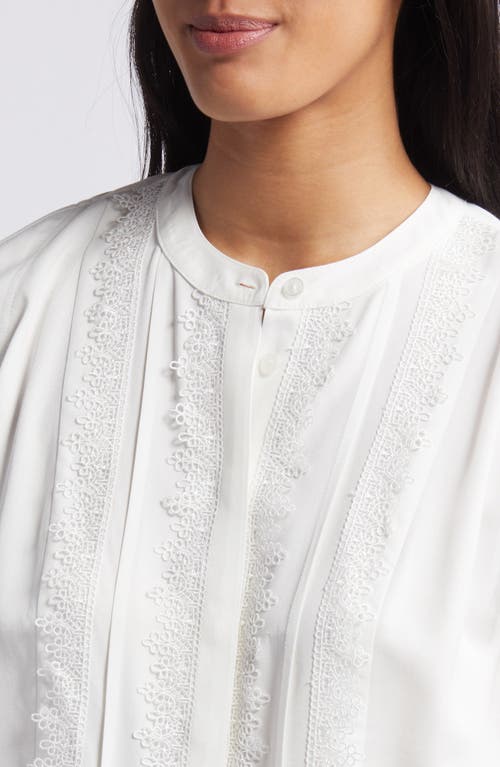 Shop Wit & Wisdom Embellished Cap Sleeve Button-up Shirt In Off White